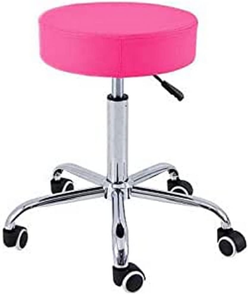 Chrome Base Stool 5 Wheels, Steel, Black Color, Upholstered in Leatherette, High Density Filling, Lightweight, Adjustable Height, Up to 150 kg
