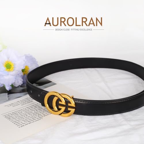 Image of Aurolran Women's Leather Belt with Buckle - Ideal for Dresses, Jeans, and Coats
