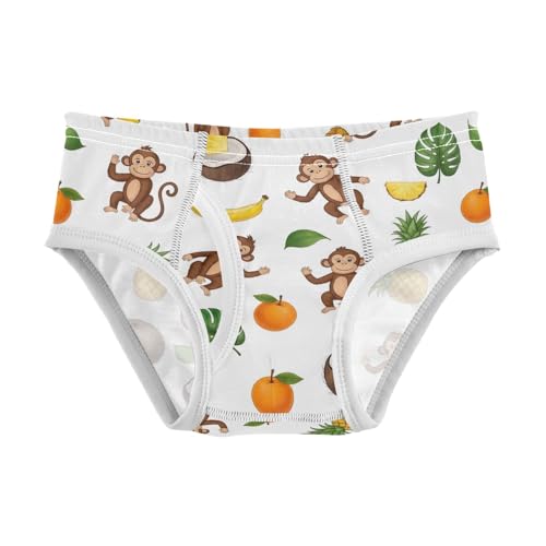 CHIFIGNO Boys Underwear Cute Monkey White Kids Boys Briefs Breathable Cotton Briefs Underwear