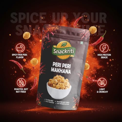 Image of Snackriti 100g (50gX2) Peri Peri Roasted Flavoured Makhana Foxnuts Combo Spicy Healthy Snack Low-Calorie
