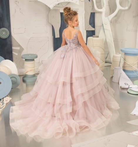 Tulle Flower Girl Dress for Wedding Princess Party Dress Lace Appliques Pageant Dress Layered Ball Gown First Communion4