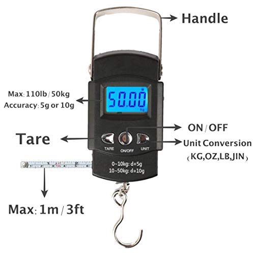 Fish-Scale-Hanging-Scale-Portable-Scale-LCD-Digital-Weight-Electronic-Scale-110lb50kg-with-Measuring-Tape-for-Tackle-BagLuggageBaggage