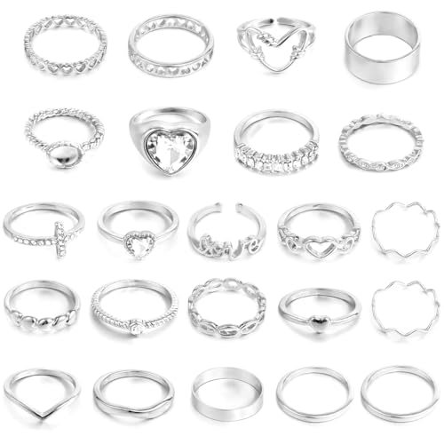 CHICUTIE Gold Knuckle Rings Set For Women Stackable Joint Finger Midi Rings Dainty Cubic Crystal Zirconia Hollow Twist Cute Pack Jewelry Gift