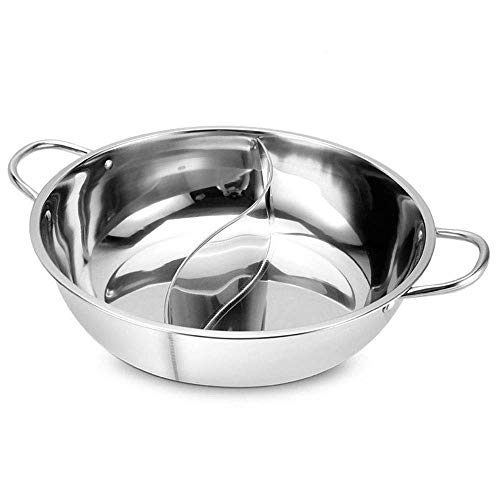 ZSDN Mandarin Duck Pot Hot pot with Divider Soup Stock Pot 28/30cm Stainless Steel Gas Stove Dual Sided Cooking Pot(28cm)