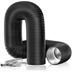 Hon&Guan Dryer Vent Hose, 4'' Flexible Duct 16FT with 2 Duct Clamps, Heavy-Duty Three Layer Protection, Black PVC, for HVAC Ventilation, Duct Fan Systems