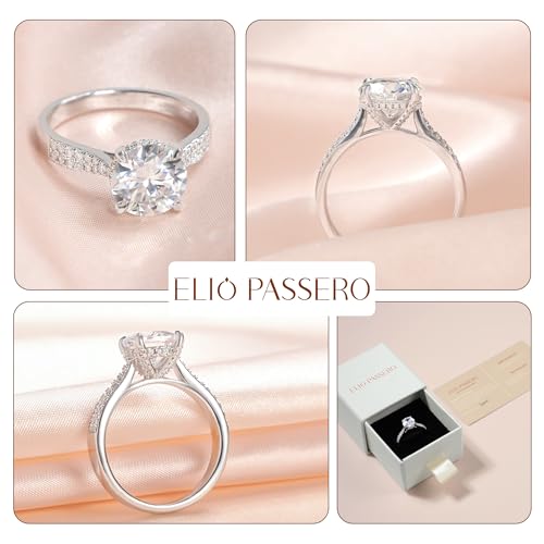 3CT Cubic Zirconia Engagement Rings for Women, S925 Sterling Silver with 18K White Gold Plated, Round/Oval/Cushion/Radiant Cut Wedding Bands Engagement Ring3