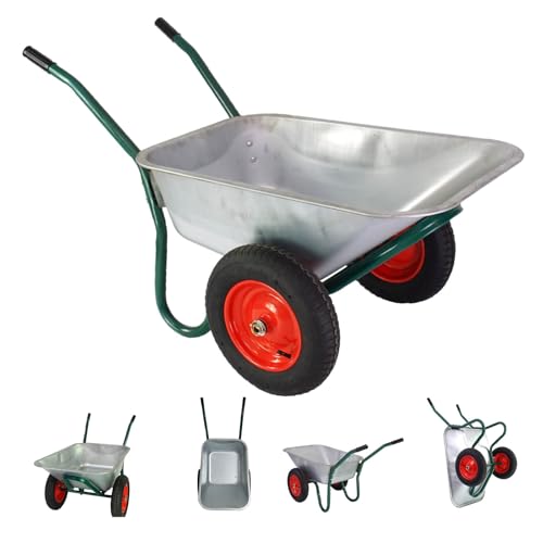 2-Rad Schubkarre100 Liter 160 kg Tragkraft verzinkter Stahl Luftrad auf Stahlfelge Bauschubkarre Gartenkarre Schiebkarre