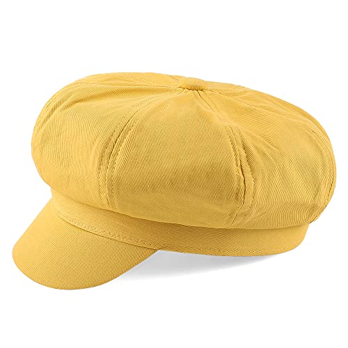 Newsboy Cabbie Baker boy hat Beret Cap for Women Fashion Pageboy Visor Paperboy Hat Fishermans Sailor Fiddler Hat Autumn Adjustable Yellow