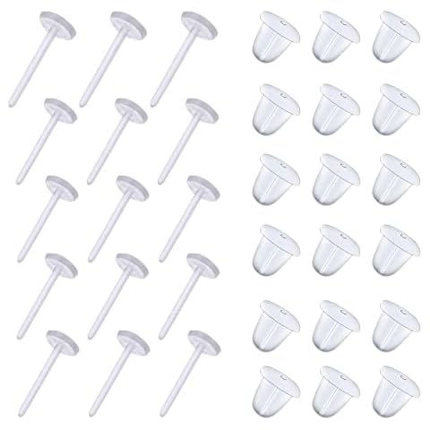 Unisex 100pcs (50 Pairs) Earring Backs - Transparent Earring Studs Comfortable & Secure Premium Ear Plugs - Soft Rubber Clear Plastic Stoppers for Jewelry Accessories (Transparent (Pins+Stoppers)) Cover