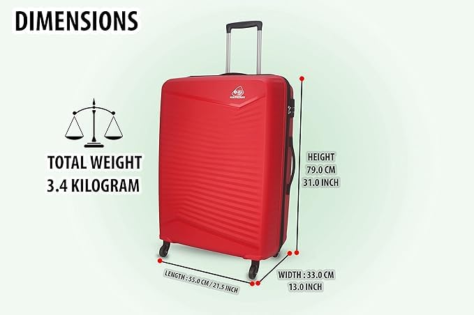 Image of American Tourister Plastic Kamiliant Polycarbonate 79 Cm 4W Hard Spinner Strolly /Luggage /Trolley Bag (W.RED)