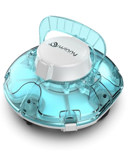 WINNY POOL CLEANER Winny 200 Robot Piscina, Piscina Senza Fili con Batteria, Autonomia 75 Min per Piscine Fuori Terra 60 m², Doppia Filtrazione, Parcheggio Automatico(Blu con riflesso Bianco)