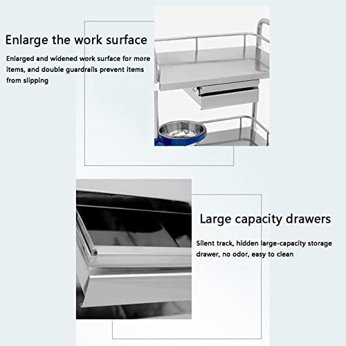3-Tier Lab Medical Cart Stainless Steel Rolling Cart Lab Medical Equipment Cart Trolley For Lab Hospital Clinics Max Load 100kg