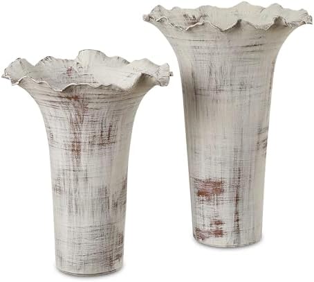 Uttermost 18174 Ruffled Petal - Vase (Set of 2)-16 Inches Tall and 11 Inches Wide