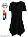 [DRSKIN] WS05 Women Handkerchief Hem Short Sleeve Long Tunic Top. (L, Black)