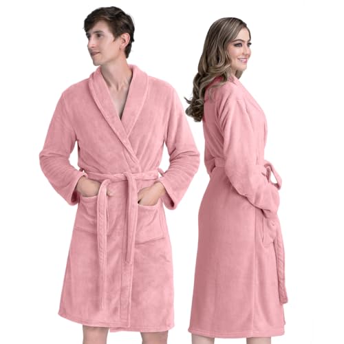 REAL TEXTIL Bata de Baño Súper Suave y Absorbente Albornoz de Toalla Unisex Unitalla (Rosa)