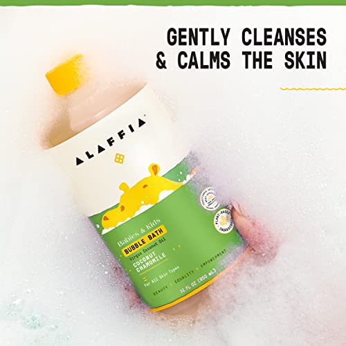 Alaffia Babies And Kids Bubble Bath, Gentle Baby Essentials For Delicate Skin, Cleansing & Calming Bubbles, Plant Based Formula, Vegan, Coconut Chamomile, 32 Fl Oz #TOP4