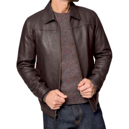 Image of Isaac & David Chicago Men's New Black /Brown Lambskin Leather Classic Open Bottom Jacket Motorcycle Vintage Racing Jacket
