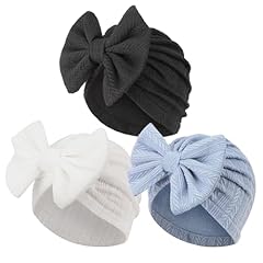 3 Pcs Wheat Patterned Bow Hats a/ 3-12 Months