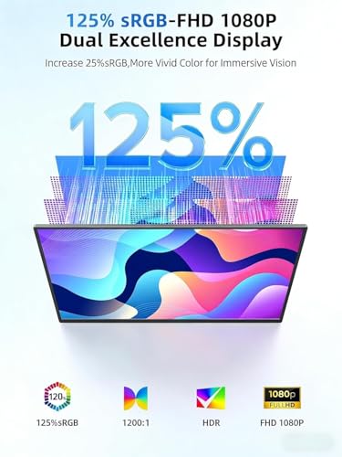 Image of UPERFECT Portable Monitor 15.6 inch, 125% sRGB Ultra-Slim Laptop Monitor with Protective Sleeve, Built-in Adjustment Stand | Speaker | VESA, HDMI USB-C Plug & Play Second Screen for Phone Game Console