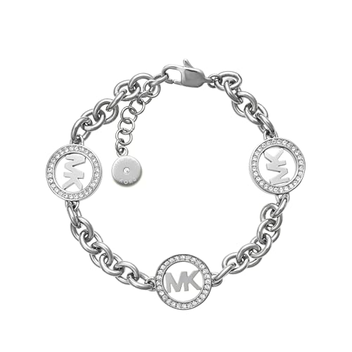 Finitura: Lucido Michael Kors MKJ4730040 Silver Tone Fulton MK Logo Chain Link Bracelet