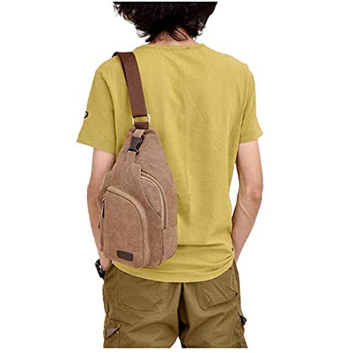 Q Qichuang Canvas Sling Bag Small Crossbody Backpack Hiking Daypack Rucksack For Men Women Outdoor Cycling Travel #TOP1