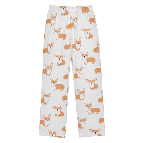 Boys' Pants Cute Cartoon Corgi Dog Animal Long Bottoms Jogger Pants Elastic Waist Trousers with Pockets S-XL