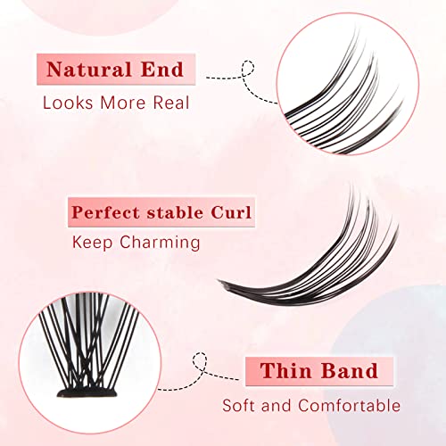 Glowingwin Individual Lashes Cluster Lashes Natural Look False Lashes Individual Eyelashes D Curl 228 PCS DIY Eyelash Extensions At Home(10D+20D Mixed 0.07D Curl 8-14mm) - Image 4