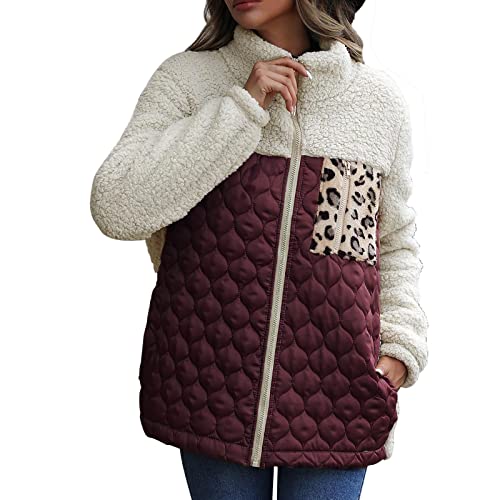 Veste en peluche lâche au design patchwork unique pour un hiver doux et chaleureux