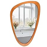 FUIN Asymmetrical Irregular Wall Mirror 30.5' x 19.5' – Solid Wood Frame Mid Century Modern Decor,...