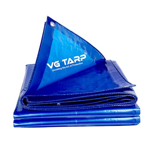 Image of 250 GSM HDPE Tarpaulin 6 X 9 Feet I Heavy-Duty Waterproof Non-Filler Sheet for Car Parking Shed, Tin Shed, Bike Cover, Outdoor Rainproof Tent, Garden, (Blue)