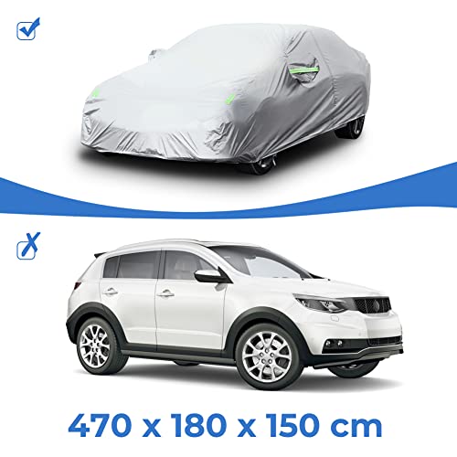 LOETAD Funda de Coche Exterior Cubierta de Coche Impermeable Antipolvo y Rasguño Universal 470x180x150cm - imagen 9