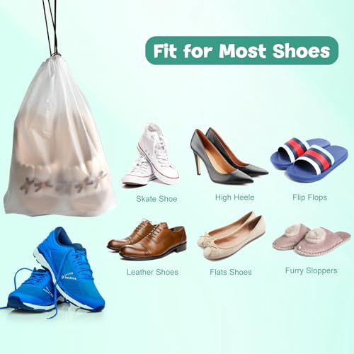 12 Pcs Shoe Bags for Travel, PLULON Clear Drawstring Travel Shoe Bags for Packing Waterproof Dustproof Shoes Organizer Pouch Travel Accessories Shoe Storage Bag for Women Men Portable Travel Essential2