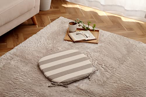 イケヒコ コーポレーション クッション オーガニックコットン 馬蹄 フロー バテイ ベージュ 約45×43cm 手洗い インド綿 ボーダー 日本製 通年 オールシーズン #1210880020301