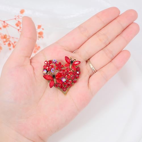 Image of Heart Shape Rhinestone Brooch Crystal Love Brooches for Women Pin Wedding Fashion Brooches Jewelry,Women Gift