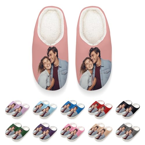 Voltexia Custom Slippers with Photo Personalized Photo House Slippers for Women Men Fluffy Customized Slippers Gifts