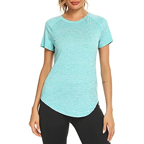 Wayleb Women's Workout Yoga T-Shirt Aqua Blue Cover
