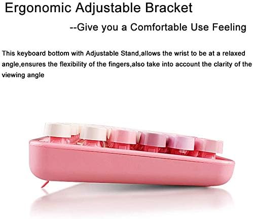 Onlywe Wireless Keyboard and Mouse Combo,2.4G USB Ergonomic Sweet Mixed Color Cute Full Size Keyboard with Numeric Keypad and Optical Mice Set for Computer Desktop PC Laptop (Pink)