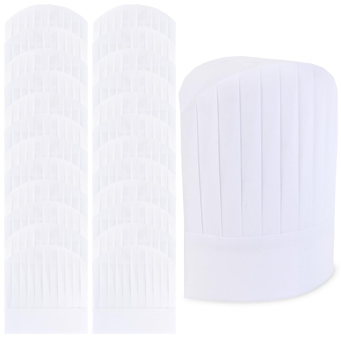 Yeios Paquete de 24 sombreros de chef altos, desechables, ajustables, sombreros de panadería para adultos, panadero, cocina, cocinero, gorra de chef de 11.8 pulgadas de alto, color blanco