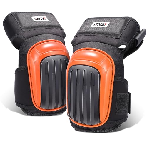 DNA MOTORING Knee Pads Heavy Duty EVA Gel Foam Padding Kneepads with Adjustable Non-Slip Straps for Construction Gardening Flooring Welding, Orange/Black, TOOLS-00511