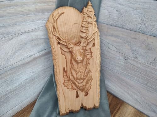 Peinture chevreuil cadeau pour chasseur deco murale bois 60 cm