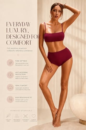 Image of Womens High Coverage Super Soft Elastane Stretch Mid Waist Boy Shorts Panties
