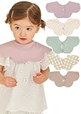 Konny Baby Bibs 5-Pack, 360 ​​° Rotate, Soft and Absorbent Bandana for Drooling and Teething Newborn Boys Girls Baby Essentials (Set 4 - Mint, Pink, Beige, Wine Dot, Creamy Gingham)