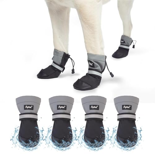 PUPTECK Waterproof Dog Shoes for Medium Large Size Dogs