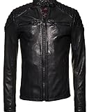 Superdry Mens Hero Leather Racer Jacket Black Size L