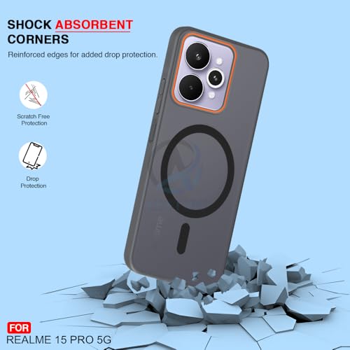 Image of AESTMO Realme 15 5G / 15 Pro 5G Back Cover | Slim Hard Shell | Matte Frosted Hard Back Translucent Back Cover for Realme 15 5G / 15 Pro 5G (Compatible with MagSafe Accessories, Black)