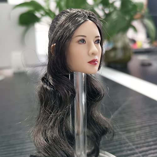 Image of 1 /6 Scale Female Head Sculpt,Asian Girl Planted Hair Head Carved for 12inch Female Action Figure Body Collectible