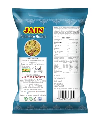 Image of JAIN All-in-One Mixture, Size - 360g, Zipper Packing, Traditional Indian Savoury Snack, Nut & Flake Loaded Namkeen with Peanuts, Cashews, Raisins & Spiced Lentils