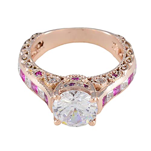Bague rubis CZ en argent 925 plaqué or rose, le cadeau de Thanksgiving idéal