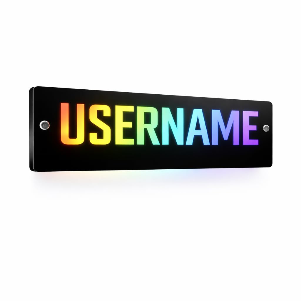 Personalised LED Username Sign | Custom Light Up Name Display | Business Wall Sign | Modern Home Decor | Gaming Decor