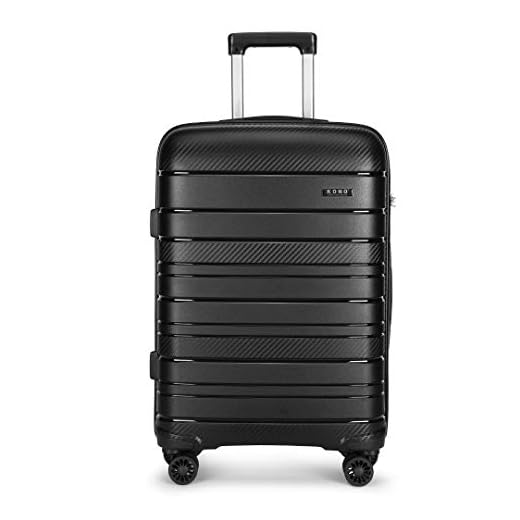 Kono 55cm Equipaje de Mano con 4 Ruedas giratorias TSA Number Lock YKK Zipper,Maleta de Cabina rígida de Polipropileno 40L (Negro)